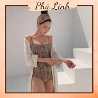 Bikini liền 2 dây hoạ tiết sexy (kèm băng đô)