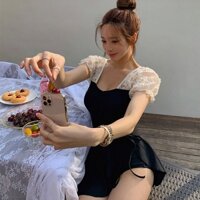 Bikini liền thân phối ren( kèm váy cột rời)