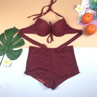 Bikini nâng ngực quần short đỏ đô