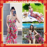 Bikini Nữ 1 Mảnh Liền Thân Kèm Chân Váy Maxi Dài Hoa Hồng Siêu Đẹp Tôn Dáng Che Bụng Sexy Mainia Love Beach BKN018