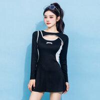 Bikini nữ 3 chi tiết kèm chân váy đồ bơi nữ dài tay chống nắng kín đáo che bụng phong cách thể thao 0861 C-19