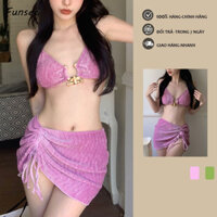 Bikini Nữ Áo Tắm Nữ Mùa Hè Ba Mảnh Mẫu Mới 2023 Phong Cách Âu Mỹ Hai Dây Sexy Bikini Ngực Nhỏ Ôm Cụp Tắm Suối Nước Nóng