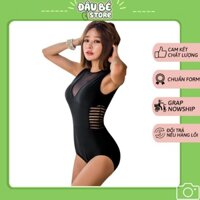 Bikini Nữ Đi Biển Liền Thân Cổ V Che Bụng Sexy Thời Trang Hàn Quốc - Đồ Bơi Nữ 1 Mảnh Màu Đen Phối Ren Gợi Cảm -DB- B008