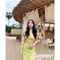 BIKINI Set 3 món váy dài hoa nhí cốm Ngọc Trinh
