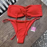 Bikini set chất thun tăm dáng quây dây buộc ngực 2M0120