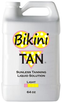 BIKINI TAN – LIGHT - Spray Tan Solution - 64 oz - Sunless Self Tanning Liquid for Airbrush or HVLP System + INCLUDES: Applicator Mitt, Application ...
