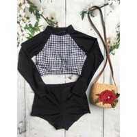 Bikini tay dài phối quần short cạp cao