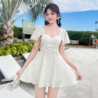 Bikini Váy Kín Đáo Cúp Ngực Có Gọng Đồ Bơi Liền Thân Giấu Bụng Áo Tắm Tay Bồng Xòe Che Bắp Tay To Váy Đi Biển LIZ-V327.1