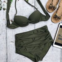 Bikini xanh rêu cạp cao