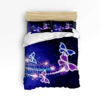 Bilagawa Queen Size 4 Piece Bedding Sets for Boys Girls,Fashion 3D Butterfly Printing Xmas Duvet Cover Set,Include 1 Flat Sheet 1 Duvet Cover and 2...
