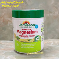 (Bill Canada) Bột Magie Jamieson Bisglycinate et citrate Magnesium 228mg Jamieson Canada