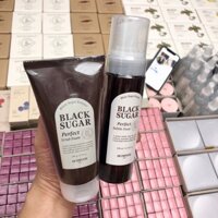 (BILL KOREA) Sữa Rửa Mặt Tạo Bọt Sạch Sâu Mềm Ẩm SKINFOOD Black Sugar Perfect Bubble Foam 200ml, Scrub Foam 180ml