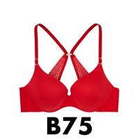 (Bill Mỹ B75) - Áo nâng ngực, màu đỏ sang trọng, phối ren sau lace lipsti, dòng incredible - Victoria's Secret