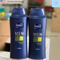 BILL MỸ Dầu gội dầu xả sữa tắm Suave 3 in 1 dành cho nam 828ml