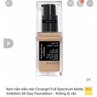 [Bill Mỹ] Kem nền siêu mịn Covergirl Full Spectrum Matte Ambition All-Day Foundation - Màu 215