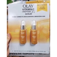 [Bill Mỹ] Sét 2 Serum chống lão hóa, sáng da Olay Serums Vitamin C+ Peptide 24 40mlx2 chai