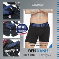 (Bill Mỹ size S) Quần lót nam boxer dài màu đen, lưng chữ xanh (51), Intense Power Boxer Brief - Calvin Klein USA