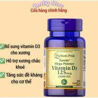 (BILL US) Viên Uống Bổ Sung Vitamin D3 2000IU Puritain'sPride 100 viên.