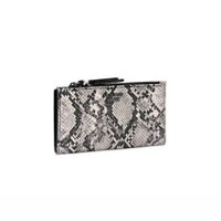 (bill USA 290) Ví cầm tay nhỏ da rắn xám đen, nhiều ngăn nhỏ bên trong, KT: 14x8cm - Victoria's Secret USA