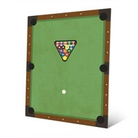 Billiards: Pool Table Graphic with Rack, Pool Balls & Cue Ball for Gameroom, Man Cave Wall Art Print on Metal