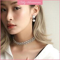 BILY - Dây chuyền choker đính đá cách điệu lấp lánh đi tiệc cực sang