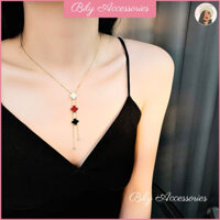 BILY - Dây chuyền mặt cỏ 4 lá đủ màu cước mảnh đơn giản dễ phối đồ đi tiệc sinh nhật đám cưới sang trọng