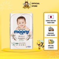 Bỉm dán, Bỉm quần Moony Natural size Sơ sinh, S, M, L, XL 32 - 63 miếng, Hàng nội địa Nhật