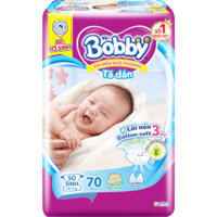 Bỉm  dán bobby NB70<5kg tặng 4 miếng tã quần mở 1 bên