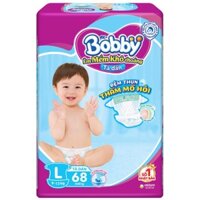 Bỉm Dán Bobby siêu mềm dành cho bé yêu Size L68 miếng. Sản phẩm của Công Ty Unicharm Việt Nam