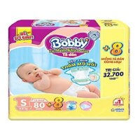 Bỉm Dán Bobby siêu mềm dành cho bé yêu Size S80 miếng+8 miếng. Sản phẩm của Công Ty Unicharm Việt Nam