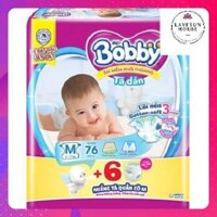 ☜◄Bĩm dán bobby siêu thấm mẫu mới size M 76 miếng tặng kèm 6 miếng,tã L 68