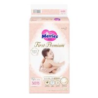 Bỉm Dán Cho Trẻ Sơ Sinh, First Premium Tape Diapers, M, 6-11kg, 48 Miếng - MERRIES