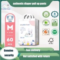 Bỉm DOUBLE LOVE - Bỉm Dán, Tã Dán Cho Bé, Chống Tràn, Size M60 (6-10kg) dán: 60 miếng,siêu mềm mỏng, thấm hút tốt