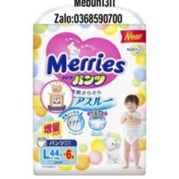 Bỉm Merries Cộng miếng Nội Địa/Nhập khẩu  dán/quần NB90+6 / S82+6 / M64+4 / L5+4 / M58+6 / L44+6 /+6.....