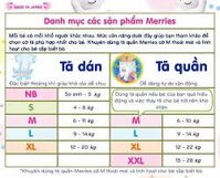 Bỉm merries nhập khẩu các size
