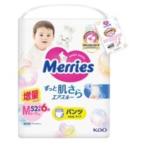 Bỉm Merries Quần size M nội địa Nhật thêm miếng (52+6)
