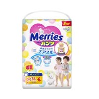 Bỉm Merries quần XL38 + 6 dành cho trẻ (12-22kg).