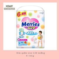 Bỉm Merries size quần L50 miếng