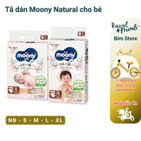 Bỉm moony trắng, bỉm moony natural chính hãng, tã dán moony đủ size NB62/S58/M46