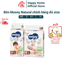 Bỉm moony trắng, bỉm moony natural chính hãng Dán/Quần đủ size NB62/S58/M46/L36/XL32