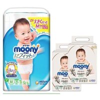 Bỉm Moony/Natural Moony siêu cộng miếng tiêu chuẩn bỉm quần cấu tạo 3D size Nb90/S84/M64/M58/L54/L44/XL38/XXL26