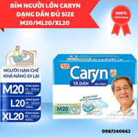 Bỉm người lớn CARYN dạng dán đủ size M20/ML20/XL20 miếng, Bỉm người già siêu thấm chống trào 4 chiều dành cho người già