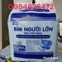 Bỉm Người Lớn KAZAN 100 miếng có vách ngăn chống tràn, xô tã vón cục sz M/L 108cm