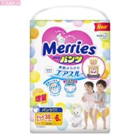 BỈM QUẦN MERRIES CỠ XL CHO BÉ TỪ 12-22KG 38+6 MIẾNG