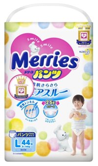 Bỉm Quần Merries size L 44 miếng