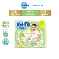 Bỉm quần Molfix Thiên nhiên Regular L (9kg - 13kg) - Gói 20+2 miếng