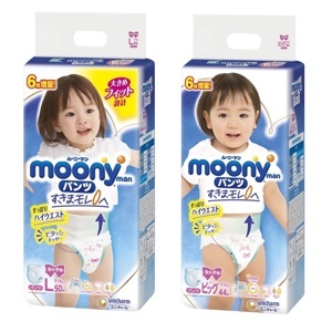 Bỉm quần MOONY L48 L50 size L bịch 48-50 miếng cho bé trai từ 9-14kg