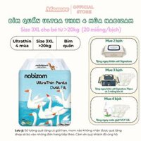 Bỉm Quần NABIZAM ULTRA THIN 4 Mùa Mỏng Mềm, Thấm Hút Nhanh Size 3XL Cho Bé Từ 20Kg, 20 Miếng