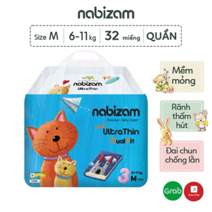 Bỉm quần Nabizam Ultra Thin M32/L30/XL26/XXL22