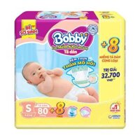 Bỉm - Tã dán Bobby Fresh Siêu Mỏng size S - 80 miếng thêm 8 miếng (4 - 8kg)
